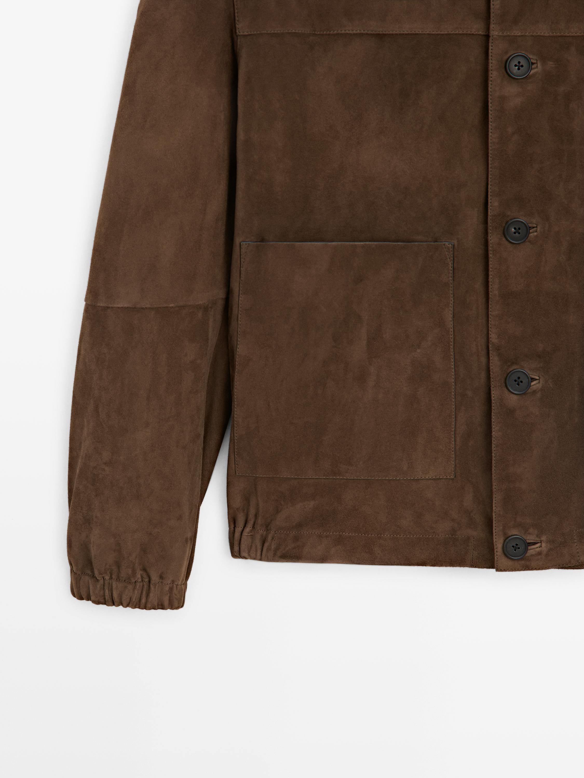 Blouson en cuir et daim
